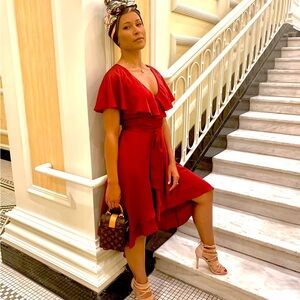 Elegant Maroon Ruffle Dress